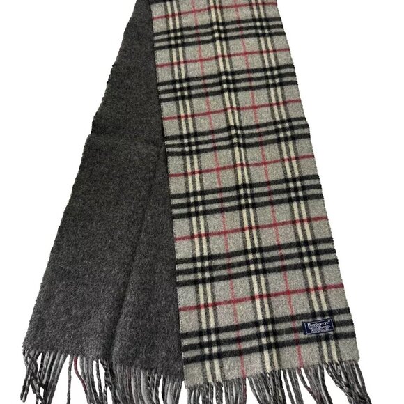 Burberry Accessories - Burberrys Classic Check Scarf Grey 100% Lambswool Unisex Scarf Made In England